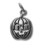 Silver jack-o'-lantern pumpkin charm pendant