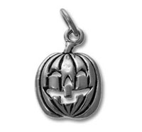 Silver jack-o'-lantern pumpkin charm pendant