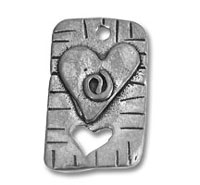Textured metal pendant with heart cutouts