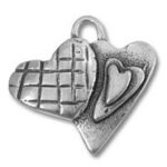 Silver overlapping heart pendant charm