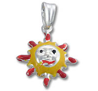 Smiling sun enamel pendant charm