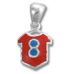 Red jersey pendant with blue number 8
