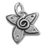 Silver star-shaped pendant with spiral center