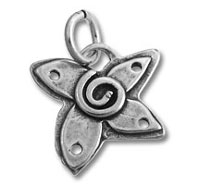 Silver star-shaped pendant with spiral center