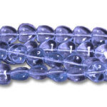 Strands of translucent purple glass beads