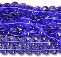 Strands of cobalt blue faceted glass beads