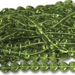 Strand of green leaf-shaped glass beads