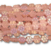 pink flower-shaped bead strands