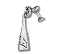 Silver rowing oar charm pendant