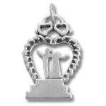 Silver couple heart crown pendant