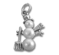 beaded snowman charm holding key and fork