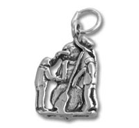 Silver pendant charm depicting two embracing figures
