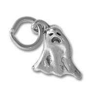 Silver ghost charm pendant with jump ring