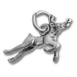 silver running dog charm pendant