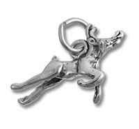 silver running dog charm pendant