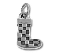 Silver checkerboard stocking charm