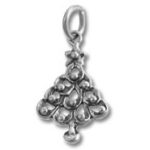 Silver Christmas tree charm pendant with bell