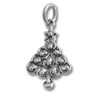 Silver Christmas tree charm pendant with bell