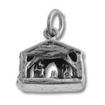 Silver nativity scene pendant charm