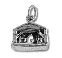 Silver nativity scene pendant charm