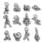 Twelve silver zodiac charm pendants