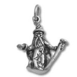 Silver wizard charm pendant with staff