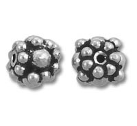 Pair of decorative silver floral spacer beads