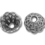 Two silver filigree metal beads