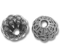 Two silver filigree metal beads
