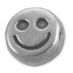 Round silver smiley face bead