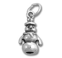 Silver snowman charm with top hat