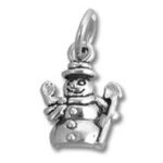 Small silver snowman charm pendant