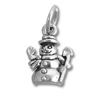 Small silver snowman charm pendant