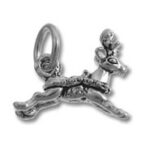 Silver running dog charm pendant