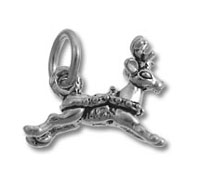 Silver running dog charm pendant