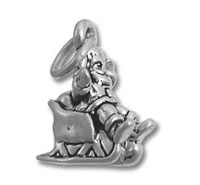 Silver Santa Claus sleigh charm