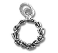 Silver laurel wreath charm pendant