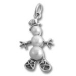 Silver snowman charm pendant with patterned shoes