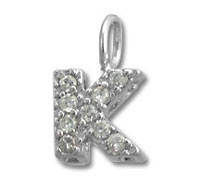 Silver rhinestone letter K pendant