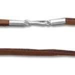 Brown leather cord with silver clasp