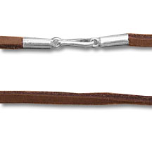 Brown leather cord with silver clasp