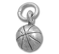 Small silver basketball charm pendant