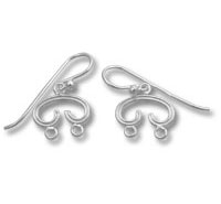 Pair of silver decorative earring hooks