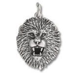 Silver lion head pendant with open mouth