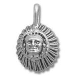 silver sunburst face pendant charm
