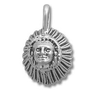 silver sunburst face pendant charm