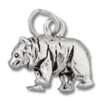 Silver bear charm pendant with loops