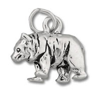 Silver bear charm pendant with loops