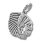 Silver pendant showing profile with feathered headdress