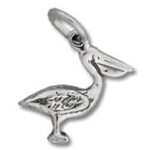 Silver pelican charm pendant